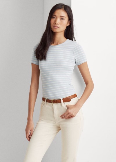 Women's Ralph Lauren Striped Cotton-Blend T Shirts | 678109IPS